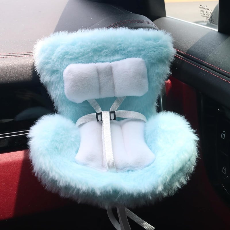 Walant Doll Car Seat Compatible with Labubu, Chair for 10-17cm Dolls - Adjustable Safety Strap, Air Vent Clip & Desktop Stand, Soft Cushion, Cute Car Ornament Gift for Collectors & Fans (Blue) - Image 1